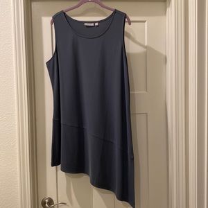 Susan Graver Premier asymmetrical tank steel gray size 1X new no tags